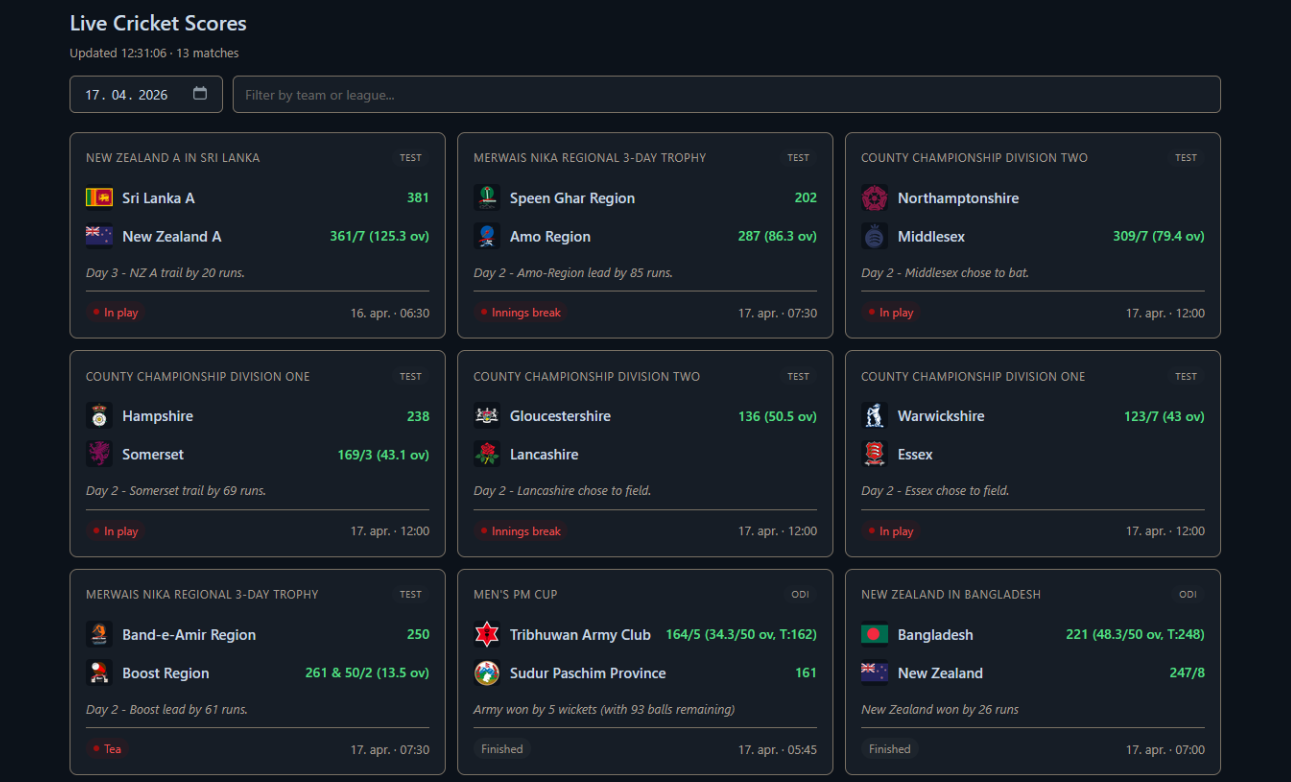 Live cricket score app