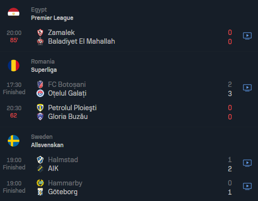 Football matches example