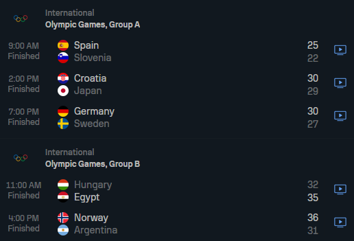 Handball matches example