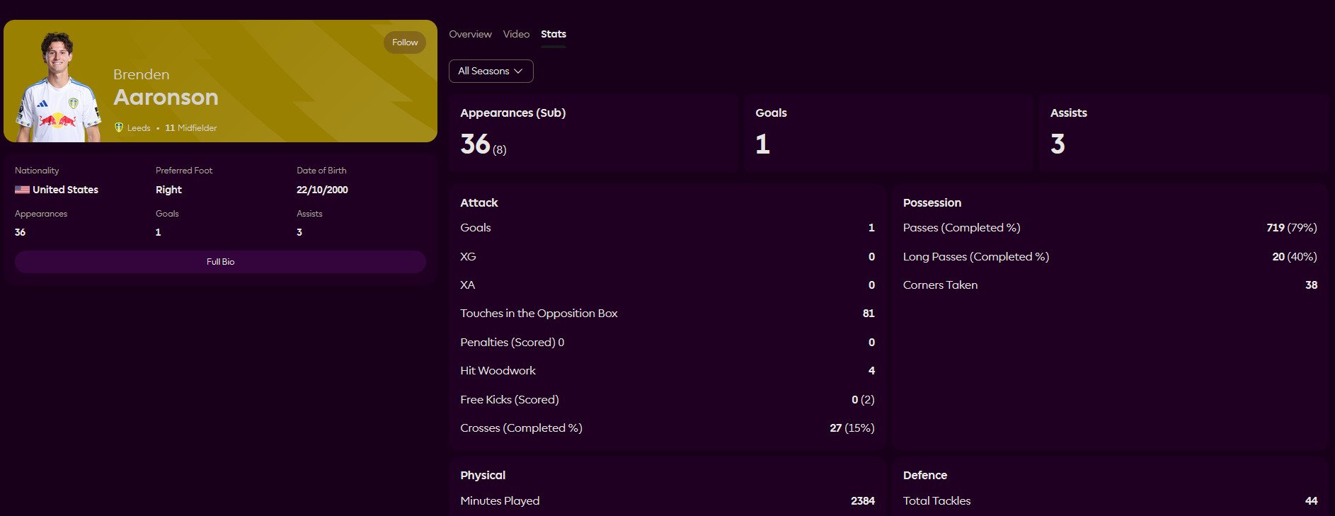 Player summary